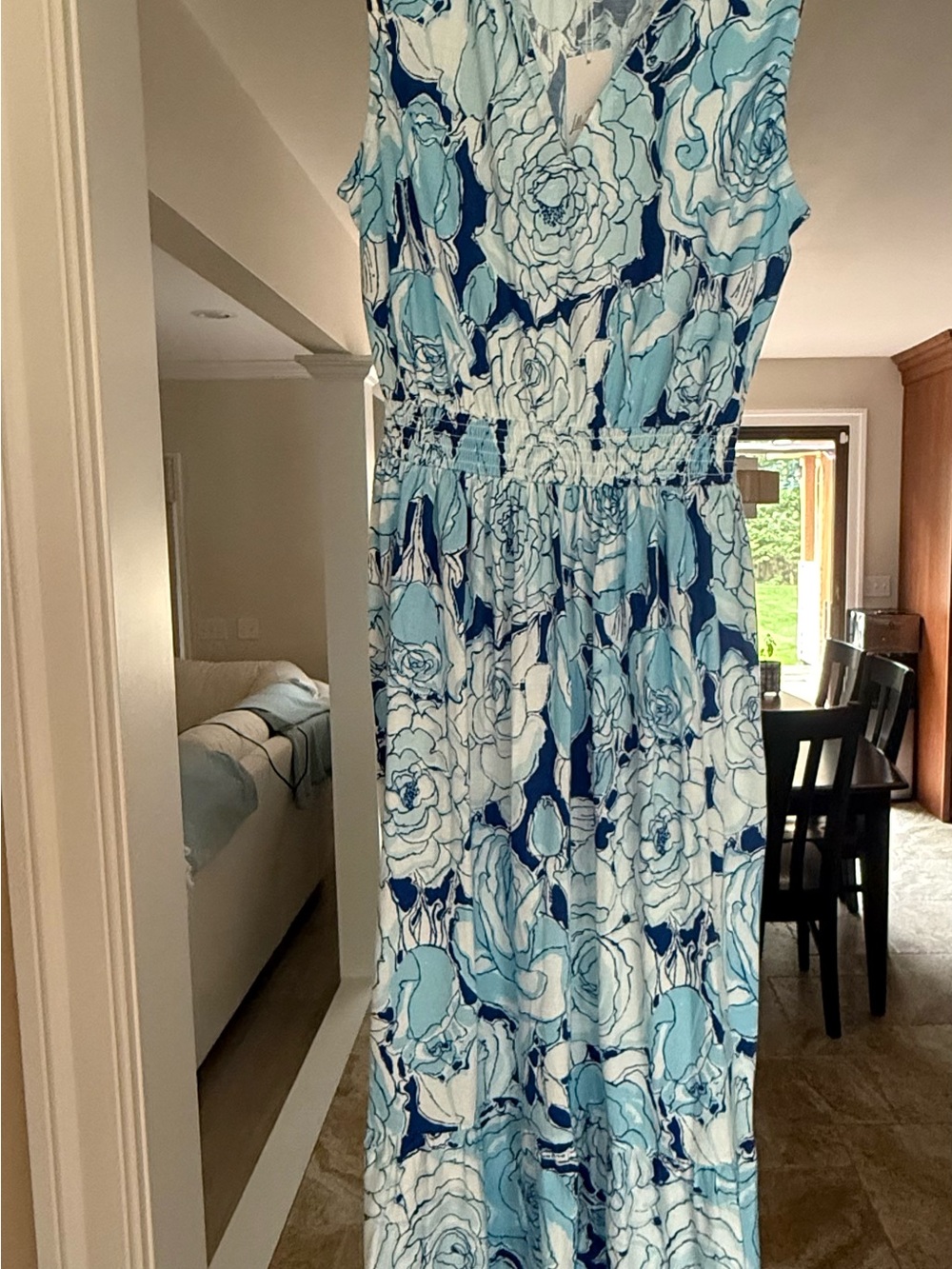 Lilly Pulitzer Blue and White Floral Maxi Dress NWT